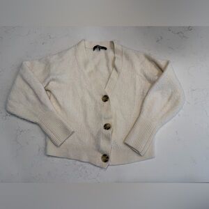 Quince Merino Wool & Baby Alpaca Cropped Cardigan – Ivory – Size Small